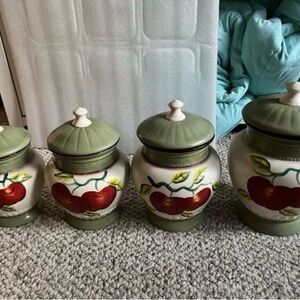 Casa Vero 4-Piece Cherry Canister Set Ceramic Kitchen Storage Jars with Lids
